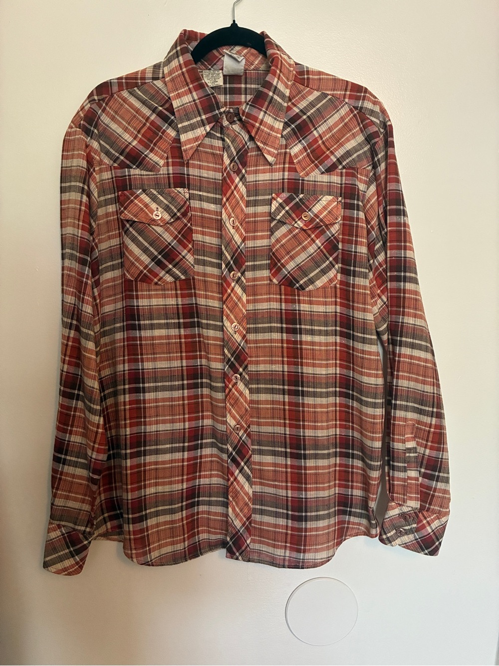 Vintage 1970s Men's Plaid Button-Up Shirt